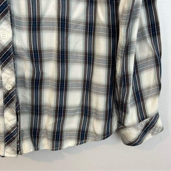 Rails Button Down Rayon Wester Collared Shirt White, Blue, Brown Size Medium - Picture 8 of 10